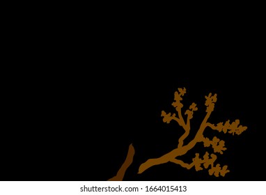 Dark Green, Yellow vector doodle background with sakura. Doodle illustration of leaves and branches in Origami style. Elegant pattern for your brand book.