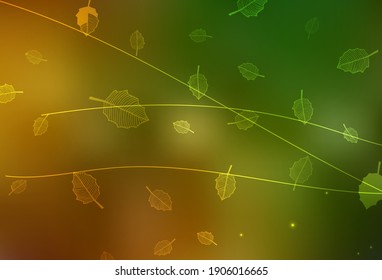 Dark Green, Yellow vector doodle pattern with trees, branches. Glitter abstract illustration with flowers. Hand painted design for web, leaflets.