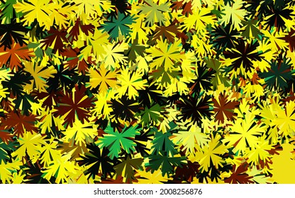 Dark Green, Yellow vector doodle pattern with flowers. Illustration with colorful abstract doodle flowers. New template for your design.