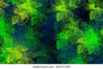 Dark Green, Yellow vector doodle pattern with flowers. Colorful illustration in doodle style with flowers. Pattern for wallpapers, coloring books.