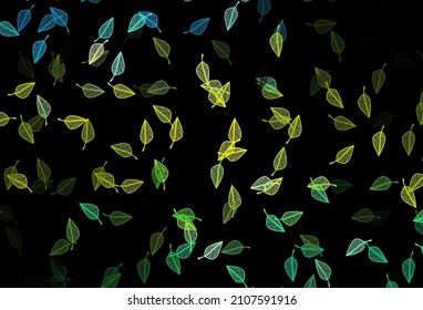 Dark Green, Yellow vector doodle background. Shining colorful illustration with leaves in doodle style. Completely new design for your business.