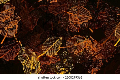 Verde oscuro, textura de doodle vectorial amarillo con hojas. Ilustración decorativa con garabatos en plantilla abstracta. Diseño de Doodle para su sitio web.