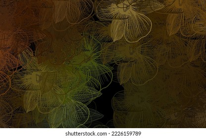 Dark Green, Yellow vector doodle pattern with flowers. Illustration with colorful abstract doodle flowers. Doodle design for your web site.