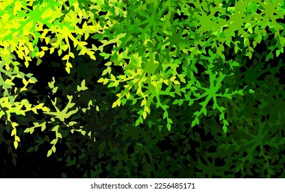 Dark Green, Yellow vector doodle template with flowers, leaves. Colorful abstract illustration with leaves in doodle style. New design for your business.