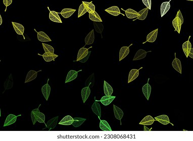 Dark Green, Yellow vector doodle texture. A vague abstract illustration with leaves in doodles style. New template for your brand book.
