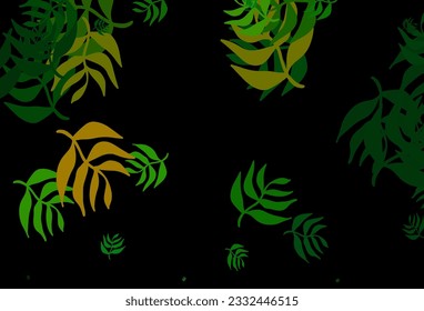 Dark Green, Yellow vector doodle layout with leaves. Decorative illustration with doodles on abstract template. Hand painted design for web, leaflets.