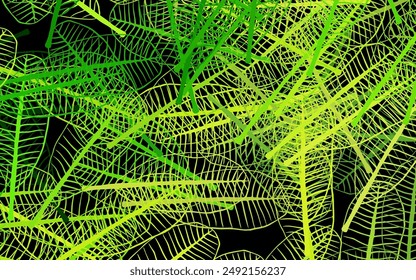 Dark Green, Yellow vector doodle texture with leaves. Glitter abstract illustration with doodles and leaves. Brand new design for your business.