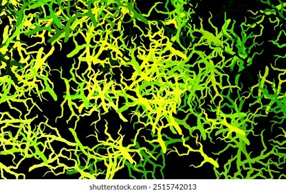 Verde escuro, padrão de doodle vetor amarelo com folhas, ramos. Design decorativo em estilo indiano sobre fundo branco. Novo modelo para seu design.
