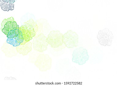 Dark Green, Yellow vector elegant wallpaper with leaves. Sketchy doodle flowers on white background. New template for your design.