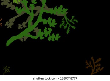 Papel pintado elegante vectorial amarillo verde oscuro con sakura. Nueva ilustración de color con hojas y ramas.  Nuevo diseño para su negocio.