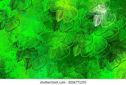 Dark Green, Yellow vector elegant pattern with flowers. Glitter abstract illustration with flowers. Brand new design for your business.
