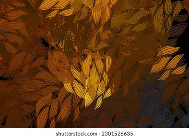 Verde oscuro, papel pintado elegante vector amarillo con hojas. Nueva ilustración colorida en estilo doodle con hojas. Patrón texturizado para sitios web, banners.