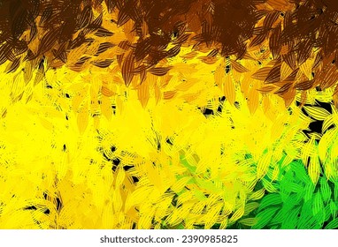 Dark Green, Yellow vector elegant background with leaves. Decorative illustration with doodles on abstract template. New template for your brand book.