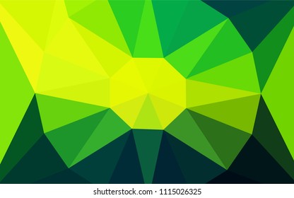 Dark Green, Yellow vector gradient triangles texture with a gem in a centre. Colorful abstract illustration with triangles. Pattern for a brand book's backdrop.