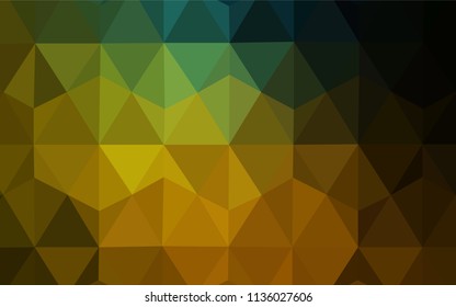 Dark Green, Yellow vector gradient triangles texture. Glitter abstract illustration with an elegant triangles. Brand new design for your business.