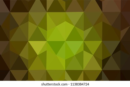 Dark Green, Yellow vector gradient triangles texture. Creative illustration in halftone style with triangles. Completely new template for your banner.