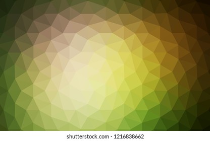 Dark Green, Yellow vector gradient triangles template. A sample with polygonal shapes. Completely new template for your banner.