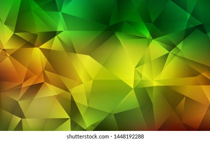 Dark Green, Yellow vector gradient triangles texture. Creative illustration in halftone style with triangles. Pattern for a brand book's backdrop.
