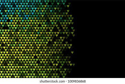 Dark Green, Yellow vector greeting Card Happy Valentine's Day. Pattern with isolated hearts on the white background. Colored illustration for your banner, website, advert.