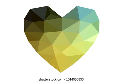 Dark Green, Yellow vector greeting Card Happy Valentine's Day. Lettering with hearts on the white polygonal background. Colored triangular illustration for your business.