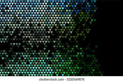 Dark Green, Yellow vector greeting Card Happy Valentine's Day. Pattern with isolated hearts on the white background. Colored illustration for your banner, website, advert.