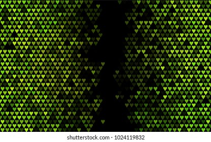 Dark Green, Yellow vector greeting Card Happy Valentine's Day. Pattern with isolated hearts on the white background. Colored illustration for your banner, website, advert.