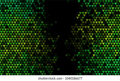 Dark Green, Yellow vector greeting Card Happy Valentine's Day. Pattern with isolated hearts on the white background. Colored illustration for your banner, website, advert.