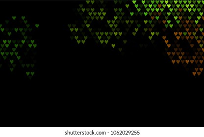Dark Green, Yellow vector greeting Card Happy Valentine's Day. Pattern with isolated hearts on the white background. Colored illustration for your banner, website, advert.