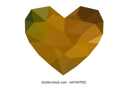 Dark Green, Yellow vector greeting Card Happy Valentine's Day. Lettering with hearts on the white polygonal background. Colored triangular illustration for your business.