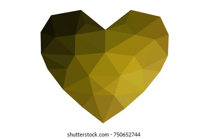 Dark Green, Yellow vector greeting Card Happy Valentine's Day. Lettering with hearts on the white polygonal background. Colored triangular illustration for your business.
