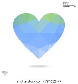 Dark Green, Yellow vector greeting Card Happy Valentine's Day. Lettering with hearts on the white polygonal background. Colored triangular illustration for your business.