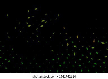 Dark Green, Yellow vector hand painted backdrop. Glitter abstract illustration with leaves. Brand new style for your business design.