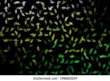 Dark Green, Yellow vector hand painted background. Glitter abstract illustration with leaves. The best blurred design for your business.