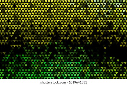 Dark Green, Yellow vector hearts isolated on white background. Cool pattern in origami style with gradient for Valentine day. Graphic illustration for your business design.