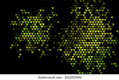 Dark Green, Yellow vector hearts isolated on white background. Cool pattern in origami style with gradient for Valentine day. Graphic illustration for your business design.