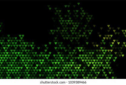 Dark Green, Yellow vector hearts isolated on white background. Cool pattern in origami style with gradient for Valentine day. Graphic illustration for your business design.