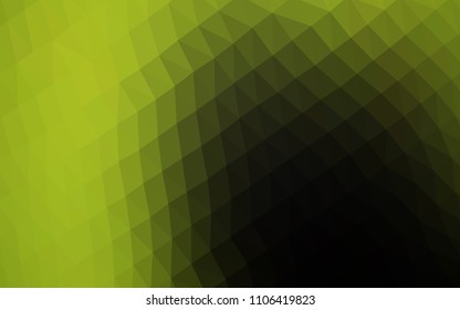 Dark Green, Yellow vector hexagon mosaic template. Triangular geometric sample with gradient.  The best triangular design for your business.