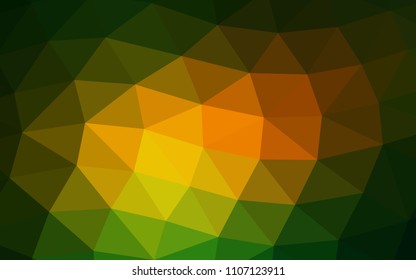 Dark Green, Yellow vector hexagon mosaic triangle mosaic. Modern geometrical abstract illustration with gradient. The template can be used as a background for cell phones.