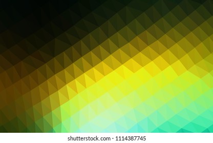 Dark Green, Yellow vector hexagon mosaic cover. A completely new color illustration in a vague style. Triangular pattern for your business design.