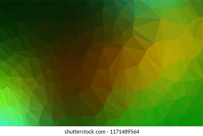 Dark Green, Yellow vector hexagon mosaic template. An elegant bright illustration with gradient. The best triangular design for your business.