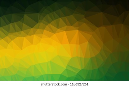 Dark Green, Yellow vector hexagon mosaic cover. Glitter abstract illustration with an elegant design. Triangular pattern for your business design.