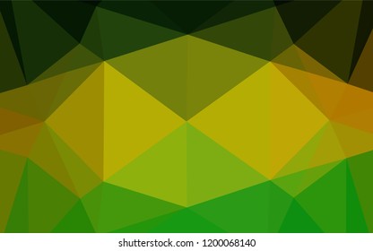 Dark Green, Yellow vector hexagon mosaic template. Triangular geometric sample with gradient.  Triangular pattern for your business design.