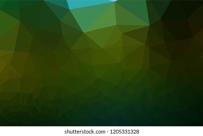 Dark Green, Yellow vector hexagon mosaic template. Creative illustration in halftone style with gradient. Triangular pattern for your business design.