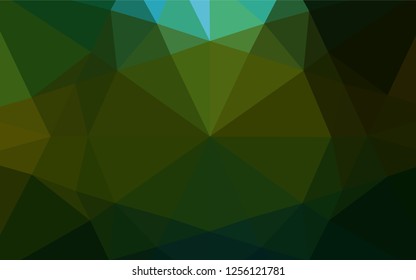 Dark Green, Yellow vector hexagon mosaic cover. Geometric illustration in Origami style with gradient.  The polygonal design can be used for your web site.