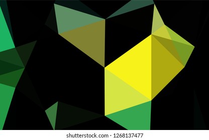 Dark Green, Yellow vector hexagon mosaic cover. Geometric illustration in Origami style with gradient.  A completely new design for your business.