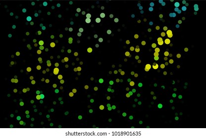 Dark Green, Yellow vector illustration which consist of circles. Dotted gradient design for your business. Creative geometric background in halftone style with colored spots.