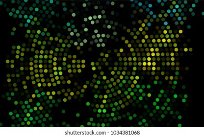 Dark Green, Yellow vector illustration which consist of circles. Dotted gradient design for your business. Creative geometric background in halftone style with colored spots.