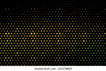 Dark Green, Yellow vector illustration which consist of circles. Dotted gradient design for your business. Creative geometric background in halftone style with colored spots.