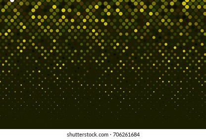 Dark Green, Yellow vector illustration which consist of circles. Dotted gradient design for your business. Creative geometric background in halftone style with colored spots.