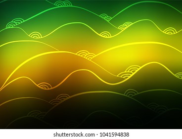 Dark Green, Yellow vector indian curved pattern. Colorful illustration in abstract style with doodles and Zen tangles. The pattern can be used for heads of websites and designs.